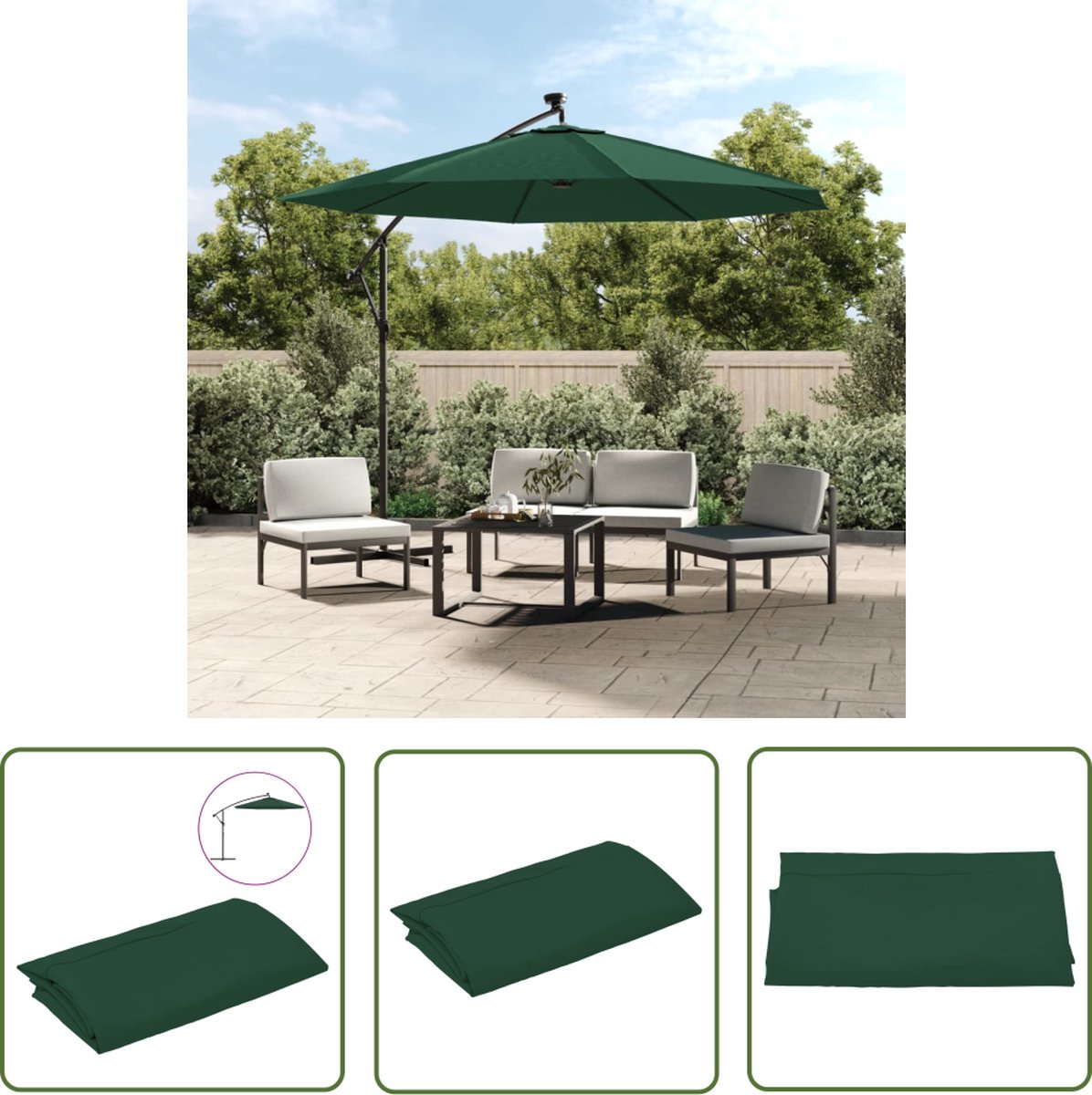 Vidaxl Parasoldoek Groen - Polyester - 300 Cm - Uv-bescherming