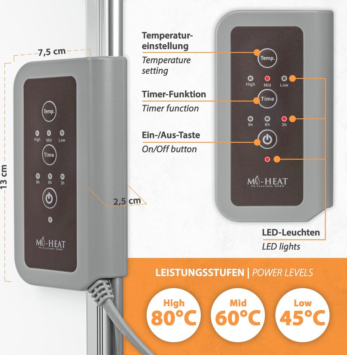 Infrarood paneel - Bureau verwarming – Verwarmingspaneel - Elektrische kachel – Mobiele Infraroodverwamer – Heater – Kachel – 53 x 108 cm – 350W – 3 Warmtestanden – foto 6