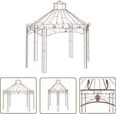vidaXL Buitenkamer - Tuinpaviljoen - Tuinpaviljoen 400x258x378 cm ijzer antiekbruin - Tuindecoratie - Smeedijzer - Antiek Bruin