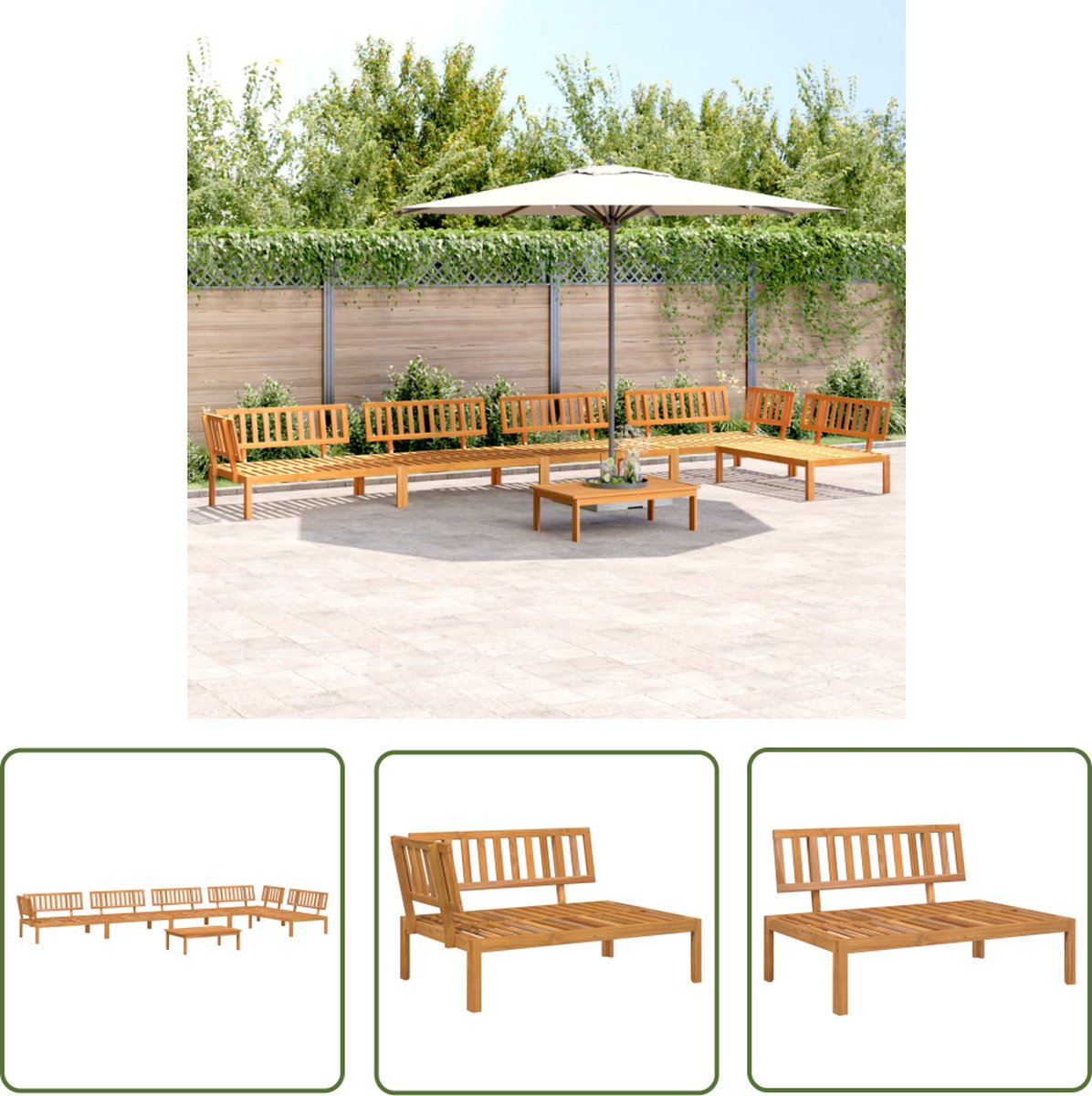 vidaXL Lounge Set Acacia Hout - Tuin Lounge Set - 6-delige Loungeset pallet massief acaciahout - Buitensets - Patio Furniture - Garden Furniture