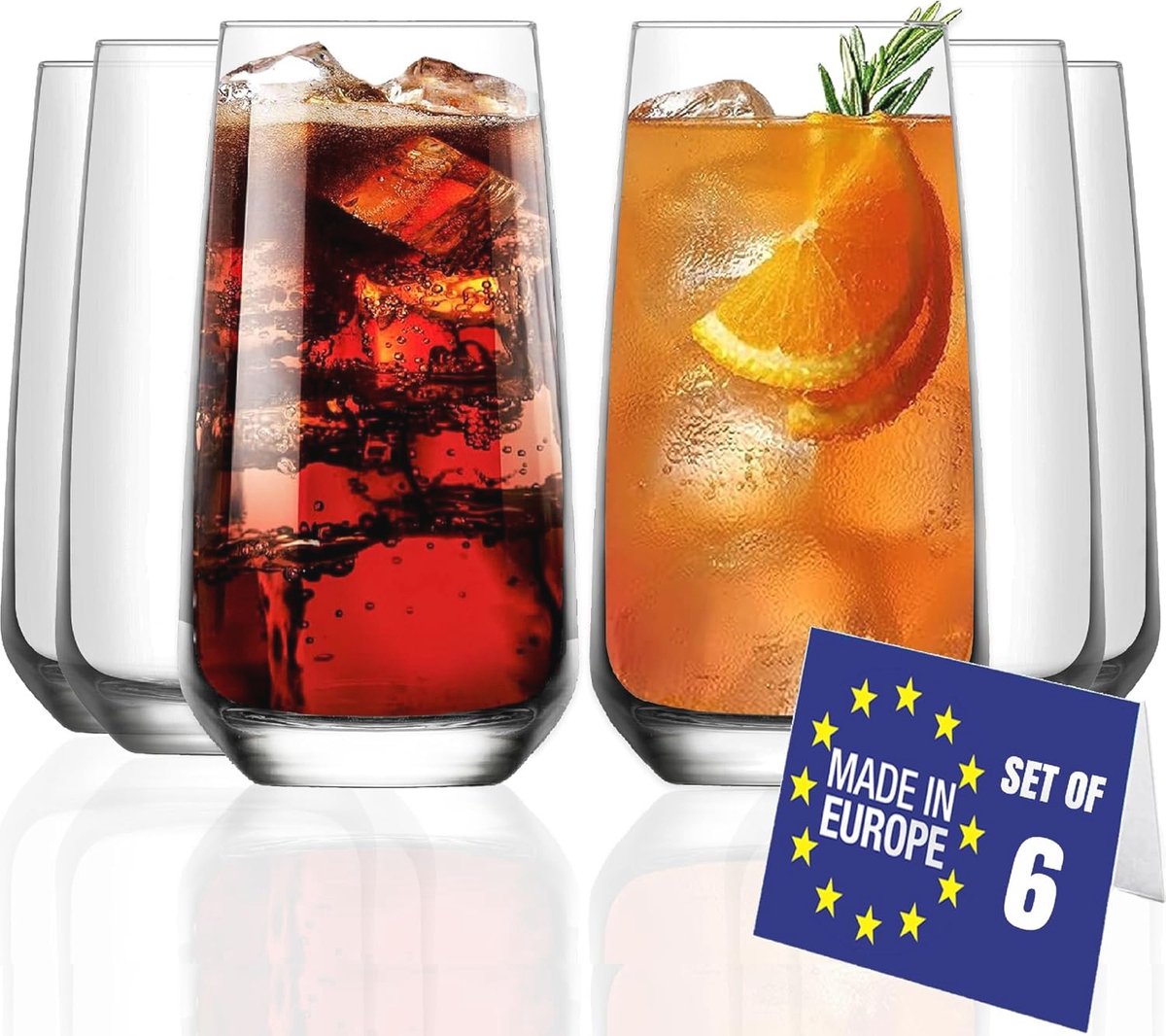 Set van 6 Longdrink- en Cocktailglazen - 480 ml Loodvrij Highball Glas