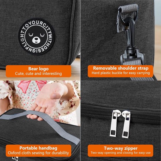 Lunchtas - Koeltassen - Picknicktas - Handvat Riem - Lunch Bag - Oxford-doek - waterdicht - zwart - Geïsoleerde Koeltas - 24*14*17cm van Merkloos — afbeelding 3