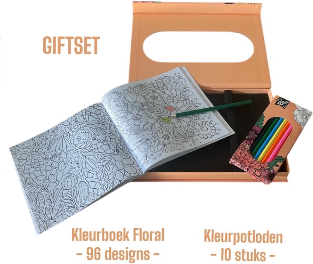 Craft ID Floral Garden Kleurboek voor Volwassenen - 96 Ontwerpen & 10 Kleurpotloden - Cadeau geschenk - Ontspannende Tekenset Volwassenen voor Kleuren en Stressverlichting — afbeelding 5