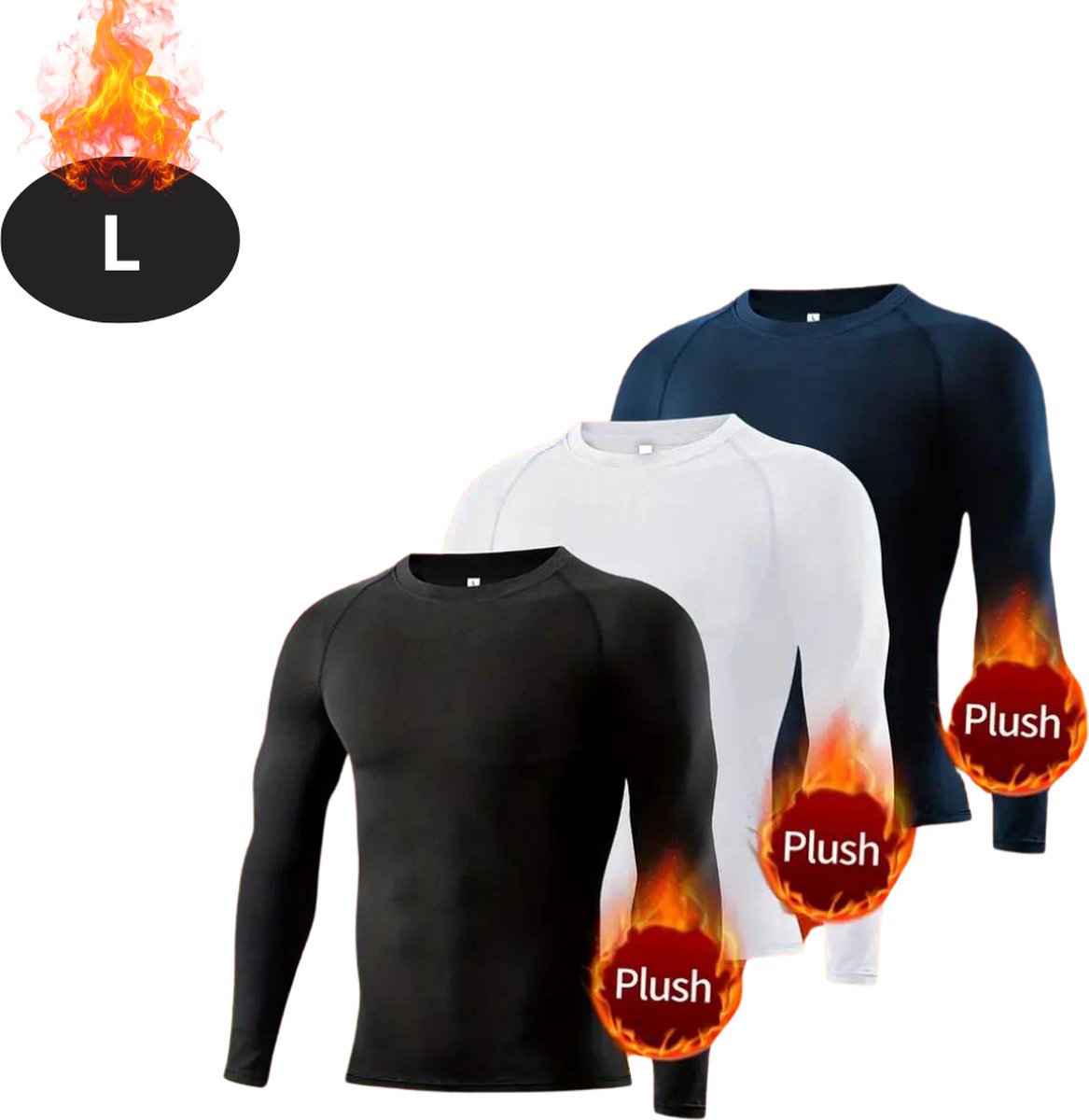Bovista Thermokleding Heren – Thermoshirt – Thermoset 3 Stuks – Polyester – Winter – Lange Mouwen – Zwart – L