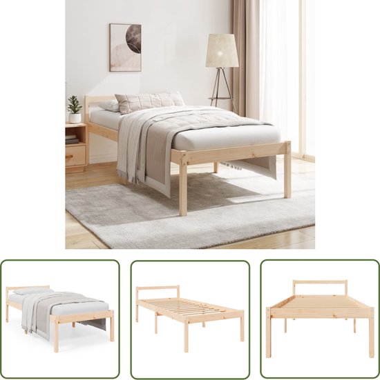 Kinderhoogslaper 90 X 200 Cm, Met Opbergplank, Massief Grenen Bedframe Lattenbodem Bed Voor Kinderen En Tieners Wit