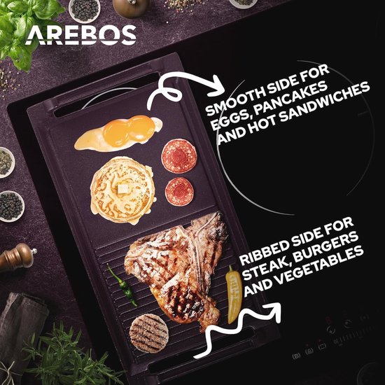 Gietijzeren Grillplaat voor Inductie - Multifunctionele Braadplaat voor BBQ en Koken — afbeelding 3