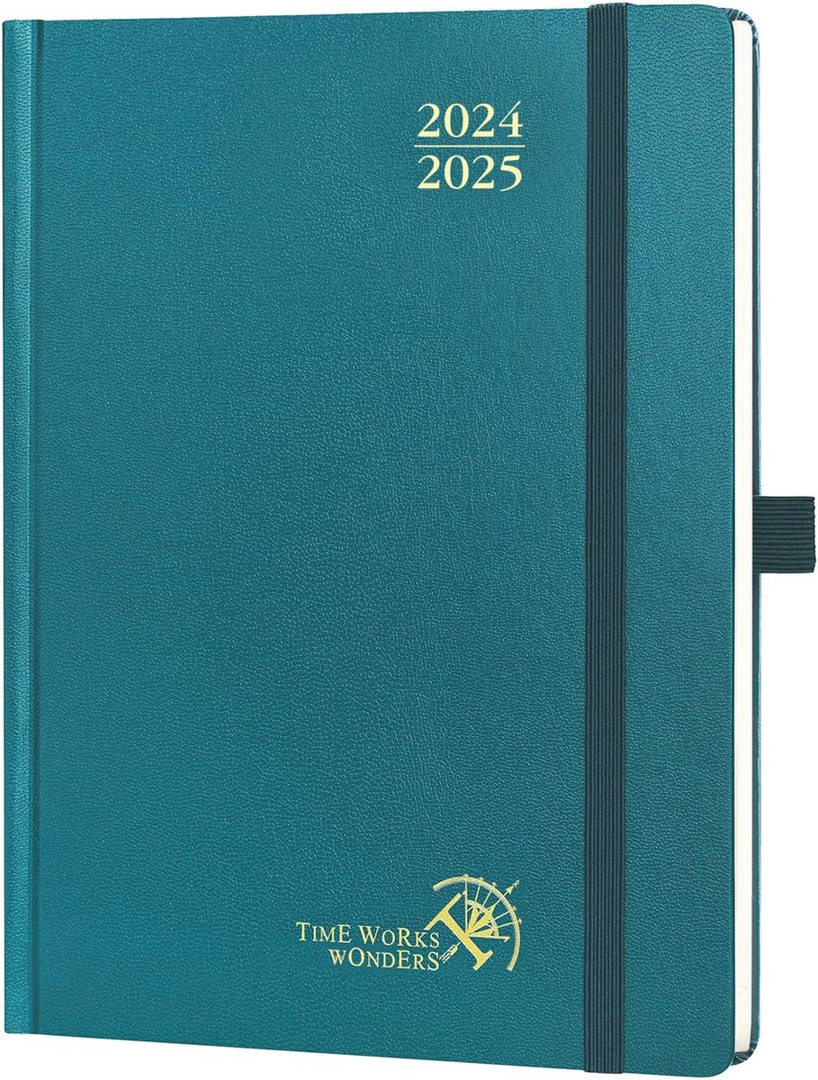 Weekplanner 2024-2025 - 17 Maanden Harde Kaft met 2 Pagina's per Week, Pacifisch Groen