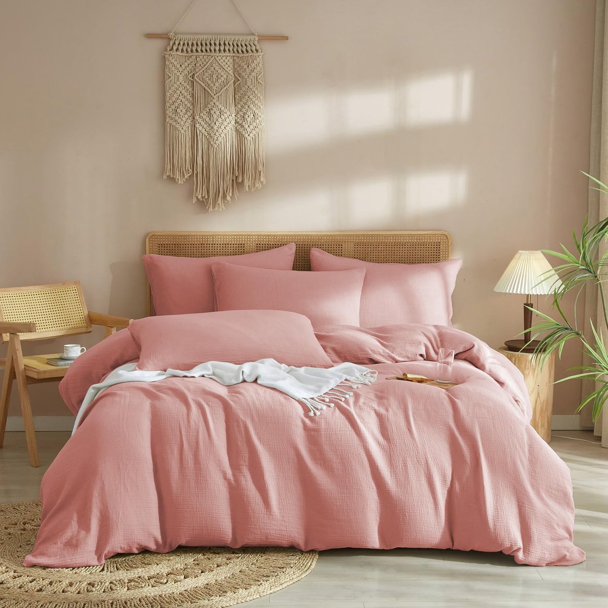 Goodivery ® Zomers Koel Bedlinnen Set van Zachte Mousseline Katoen met Kreuklook en Rits 200 x 200 cm