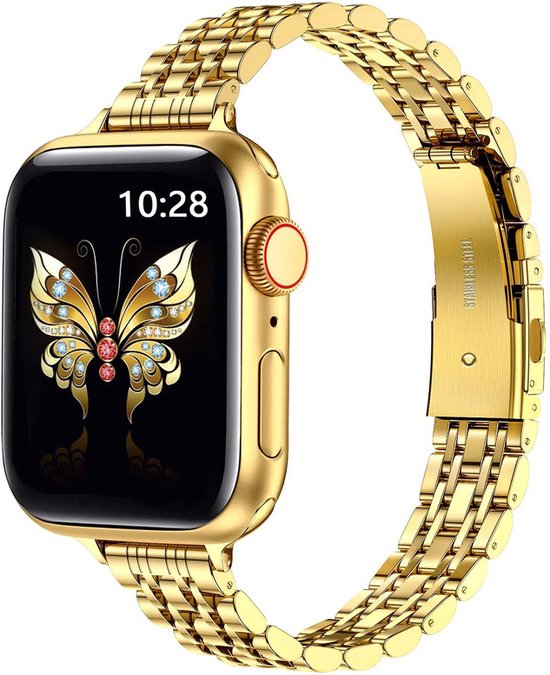 Bracelet en acier - convient pour Apple Watch Series 1/2/3/4/5/6/7/8/9/SE avec une taille de boîtier de 38 mm / 40 mm / 41 mm et Watch 10 (42 mm) - or