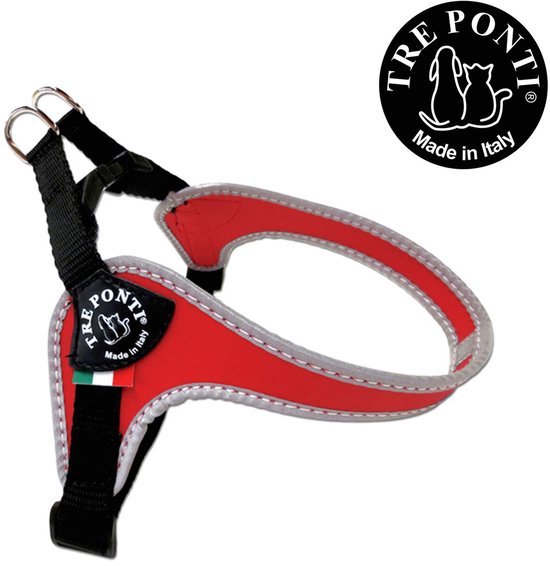 Tre Ponti Fibbia Basic Tuig Rood&Reflecterend - Hondenharnas - 37 - 50 cm