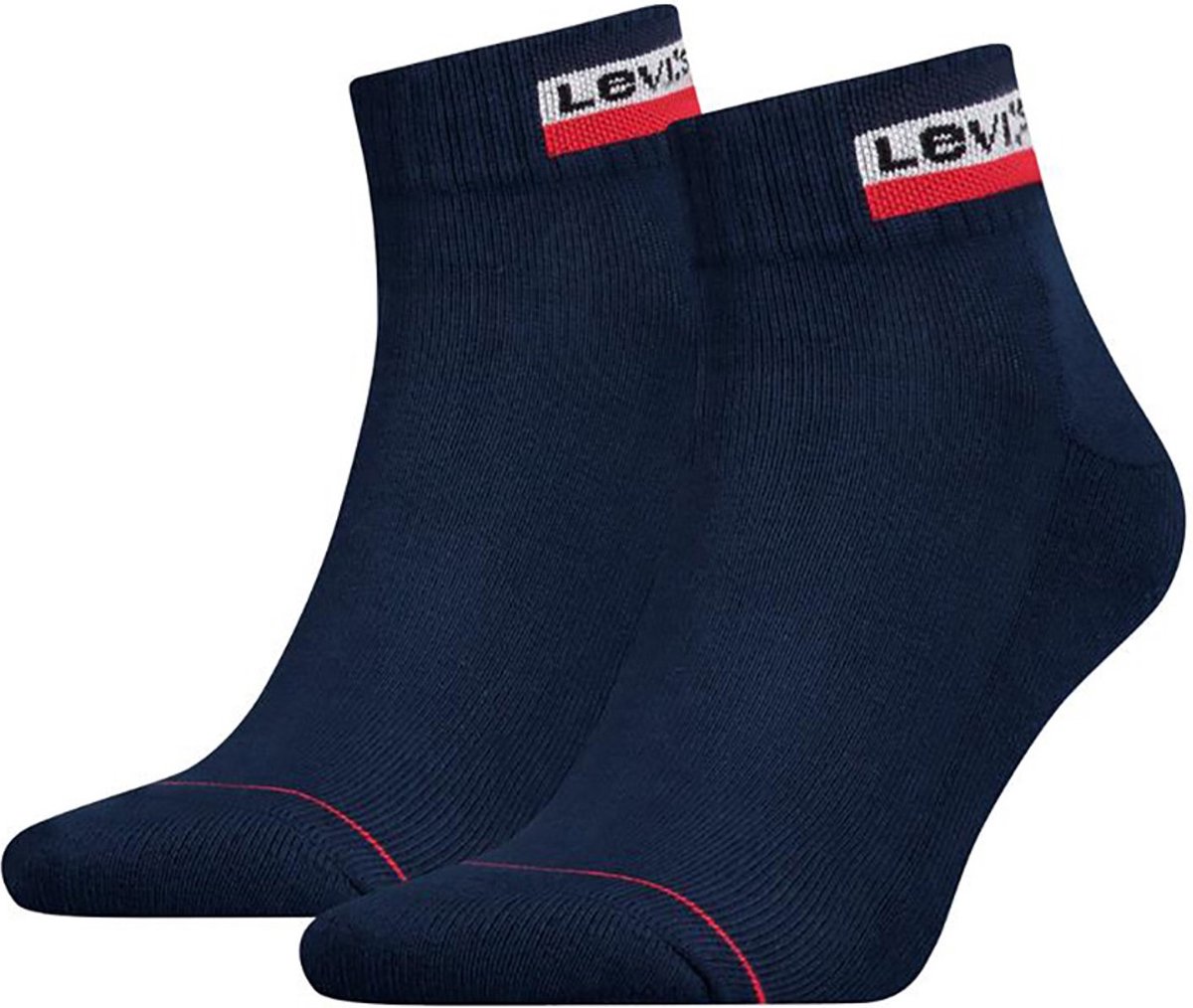 Levi’s Mid Cut Sprtwr Logo Dress Blues 2-Pack Blauw