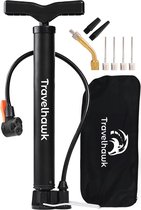 Bol.com Travelhawk Mini Fietspomp - Dubbele Ventielkop - Bal Pomp - Handig Voor Onderweg Of Op Reis - Inclusief Draagtas - Zwart aanbieding