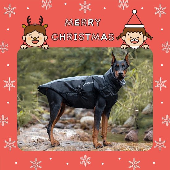 Voarge Hondenjas, wintervest, jassen, hondenjas met tuigje voor kleine honden, waterdicht, machinewasbaar, reflecterende strepen, duurzame D-ring (M