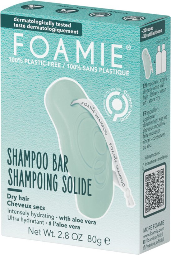 Foamie shampoo bar met aloë vera, voor droog haar, plasticvrij.