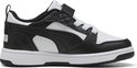 Puma Rebound V6 Lo AC+ PS sneaker in zwart en wit leer, met klittenbandsluiting.
