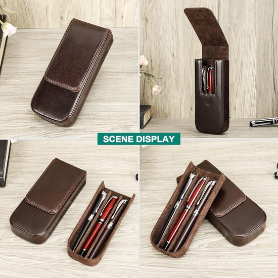 Pennen Etui | Donkerbruin Leer | Groot | Op voorraad Pennen Etui | Donkerbruin Leer | Groot | Op voorraad