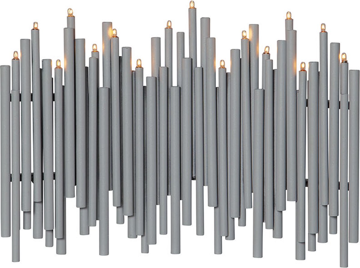 Star Trading Design Kandelaar 'Note' van metaal, 16-vlammig, vervangbare E5-lampen, grijs, B 35 cm, H 25 cm Grey