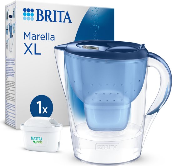 Foto: Brita waterfilterkan marella xl blue 3 5l incl 1x maxtra pro all in 1 filter die pfas chloor en kalkaanslag vermindert met digitale vervangingsindicator xl volume
