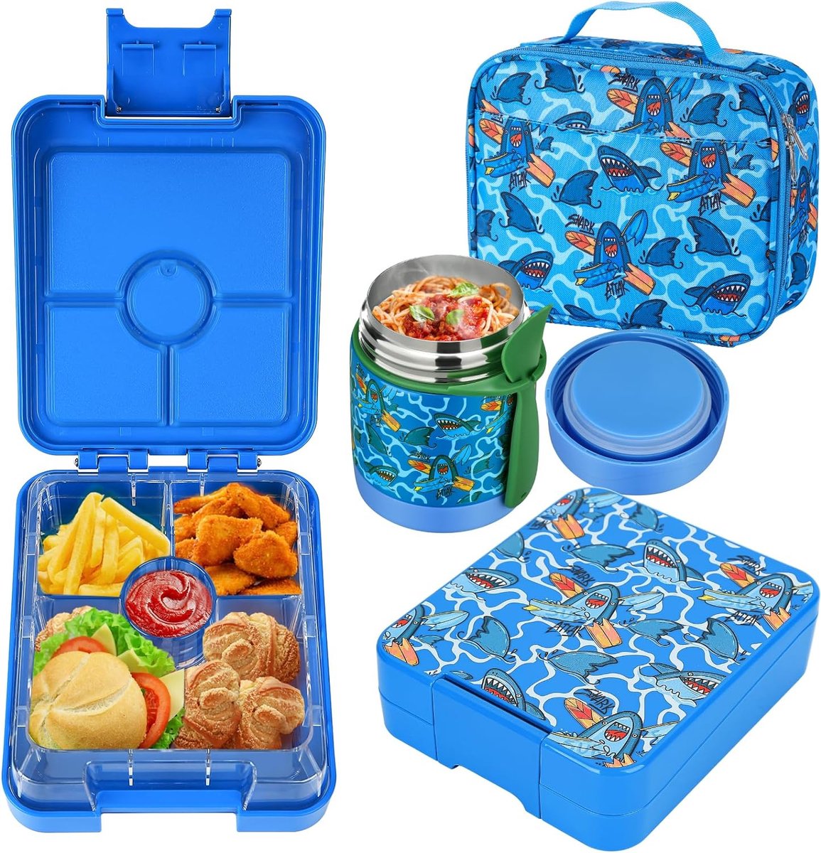 Goodivery ® Kinderlunchset met Thermische Voedselcontainer en Lekvrije Compartimenten