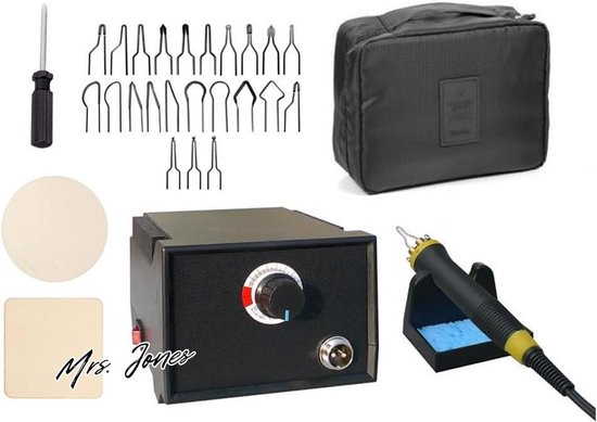 220V 50W Verstelbare Temperatuur Pyrografie Machine Kit Set Hout Ambachten Tool Kit Houtverbranding Set voor Hout Lederen Branden (Enkele Socket