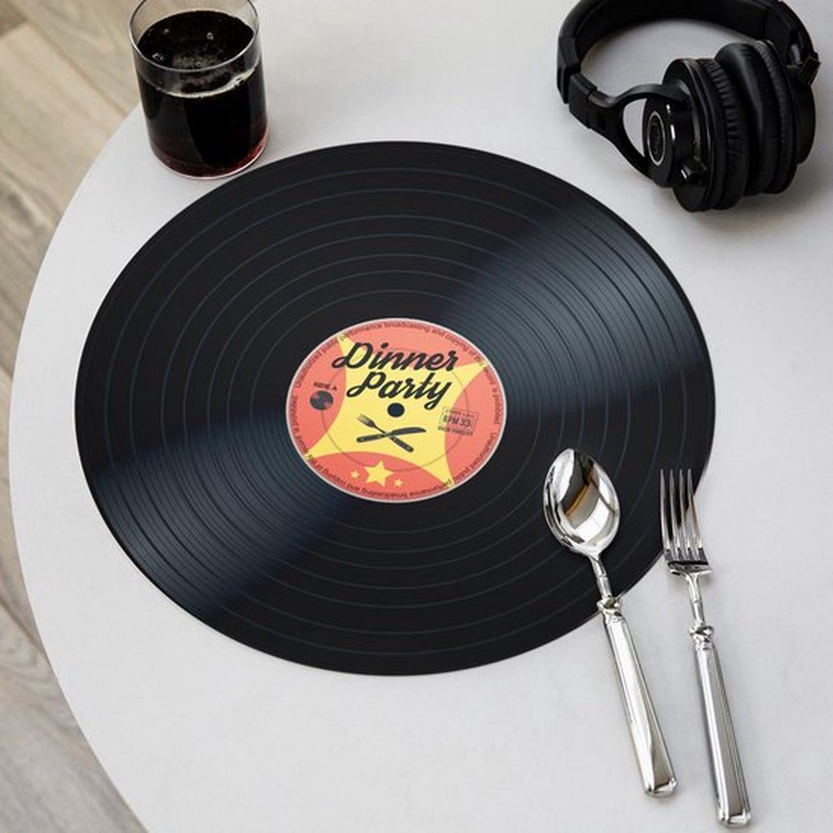 Dr.JIEER Vinyl Record Coasters, platenonderzetter, Set van 6 onderzetters, retro vinyl Record matten placemats voor koude warme dranken, anti-slip tafelbescherming voorkomt wegglijden - 4.1