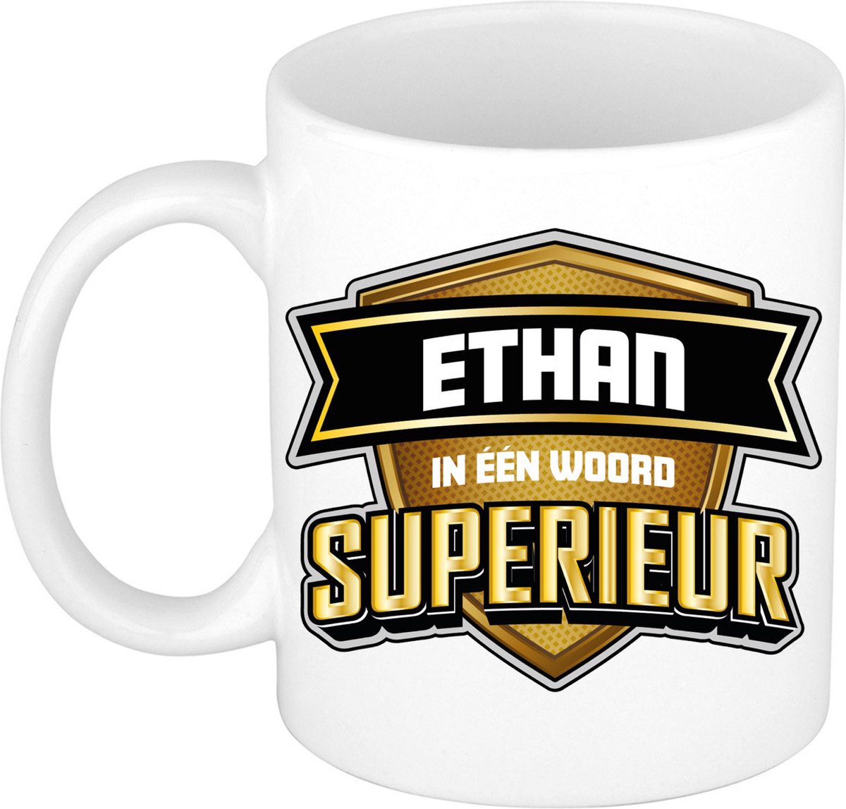 Bellatio Decorations Naam mok Ethan - wit - Superieur - keramiek - 300 ml - collega beker - cadeau