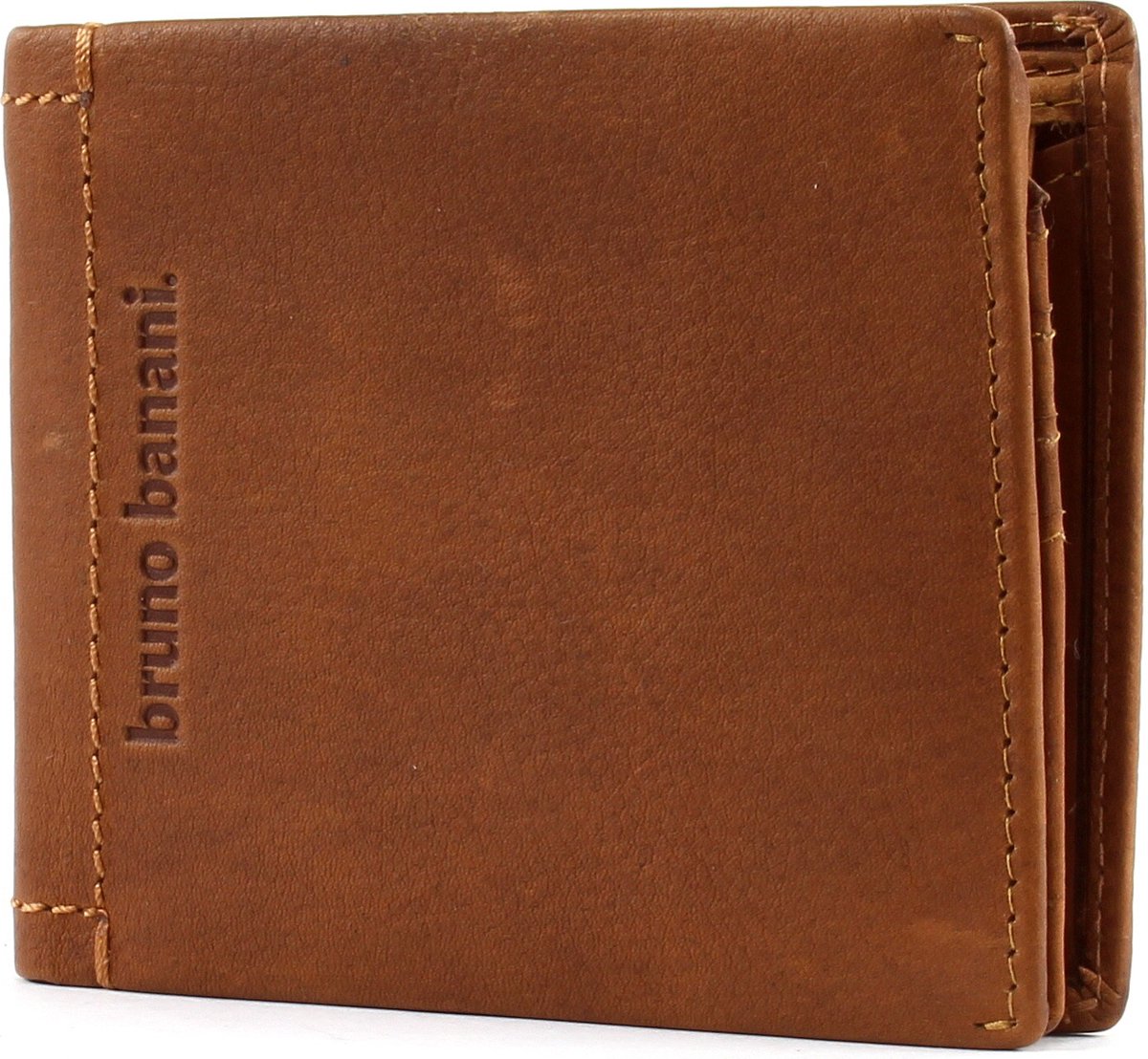 bruno banani Leren Portemonnee Arizona Wallet Quer with Flap Cognac Bruine