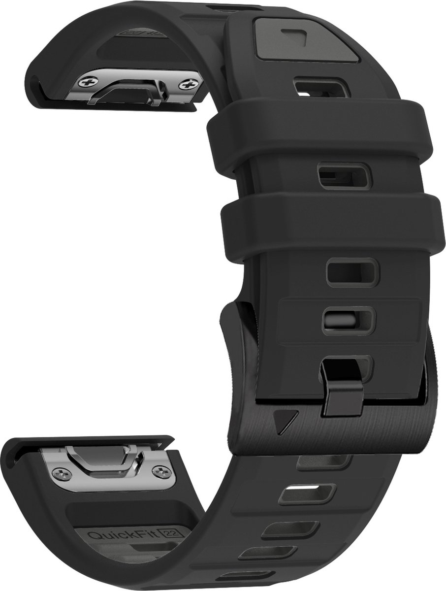 Stravo Tweekleurig Siliconen Bandje voor Garmin Fenix 9/9 Pro 51mm, Fenix 8/8 Pro 51mm, Fenix 7X/7X Pro, Fenix 6X/6X Pro, Fenix 5X/5X Plus, Enduro 1/2/3, Epix Pro Gen 2 51mm & Instinct 3 50mm – QuickFit 26mm Sport Bandje – Zwart/Grijs thumbnail 3