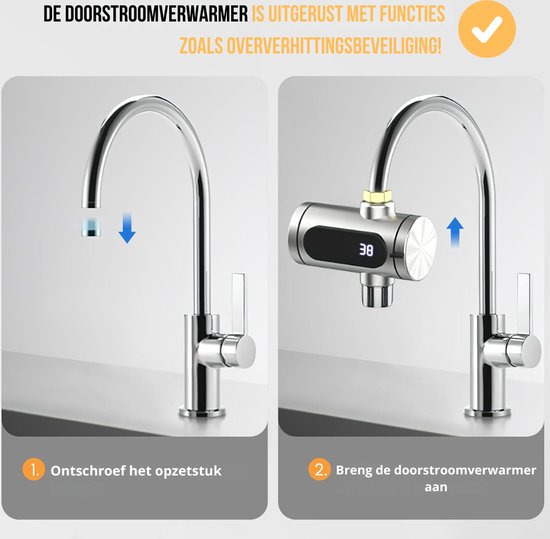 Noveen – elektrische doorstroomboiler – doorstroomverwarmer – met kraan