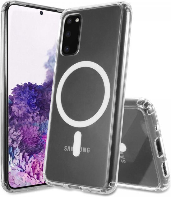 Hoesje Geschikt voor Samsung Galaxy S20 - Compatibel met MagSafe - Hard Back Cover met Magneet - Transparant