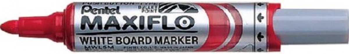 Pentel - Viltstift MWL5M Maxiflo whiteboard rood 3mm | 12 stuks