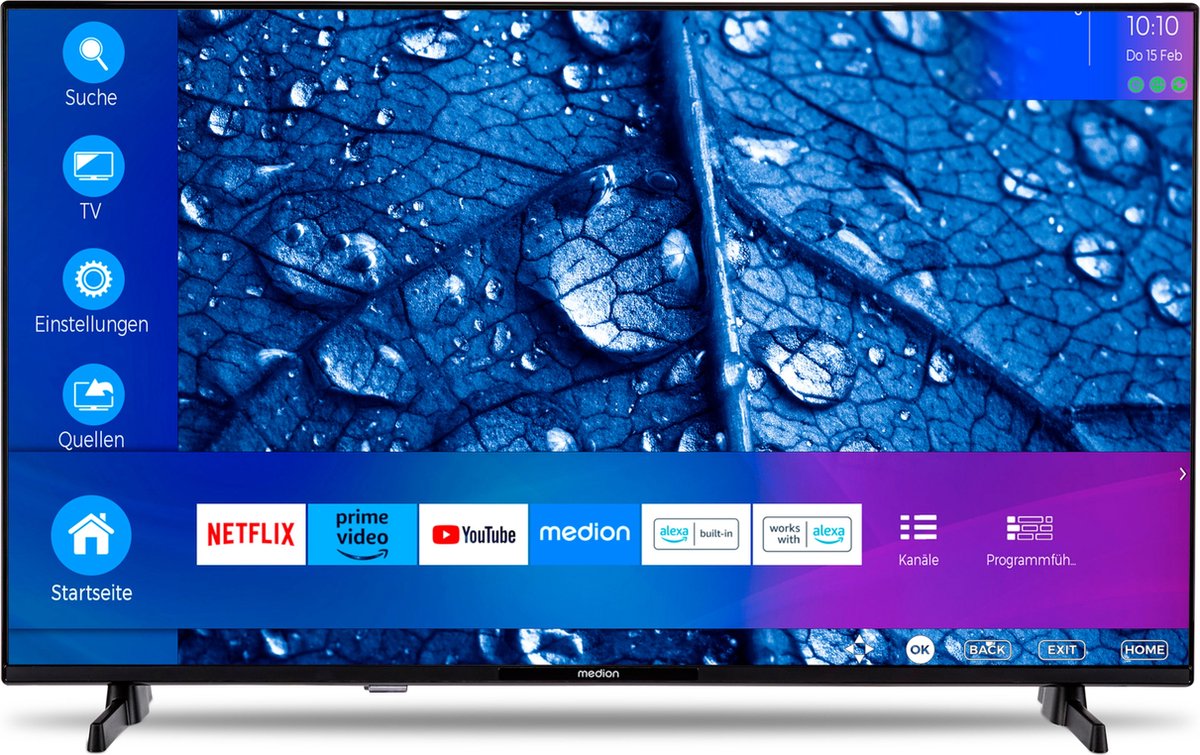 MEDION P14351 (MD 29233) 108 cm (43 inch) Full HD TV (Smart TV, HDR, Netflix, Prime Video, PVR, Bluetooth, Receiver met drie tuners)