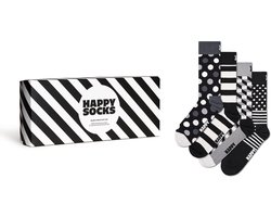 Happy Socks 4paar sokken - Heren & Dames - Maat 36-40 - Klassiek zwart-wit