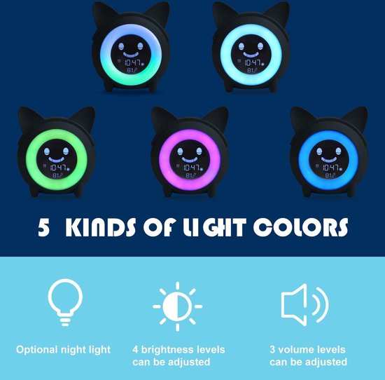 Wake Up Light Wekker, Yi Sun Kind Slaap Training Klok Wekker Nacht Licht Voor Kinderen Wekker Met Temperatuur Roze