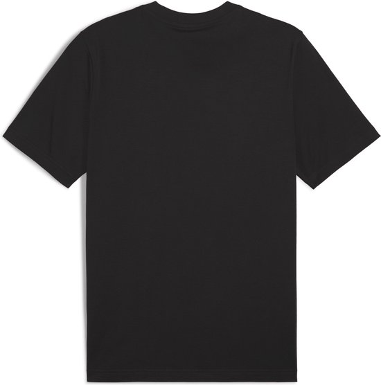 Achterkant van een zwart Puma T-shirt.