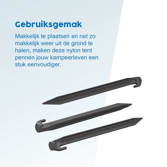 ProPlus Tentharing - 30 cm - Grondpennen - Lichtgewicht - Tentpennen - Tentverankering - voor Tenten - Geschikt voor Zachte en Middelharde Ondergronden - Nylon - 6 stuks - Zwart van ProPlus — afbeelding 3