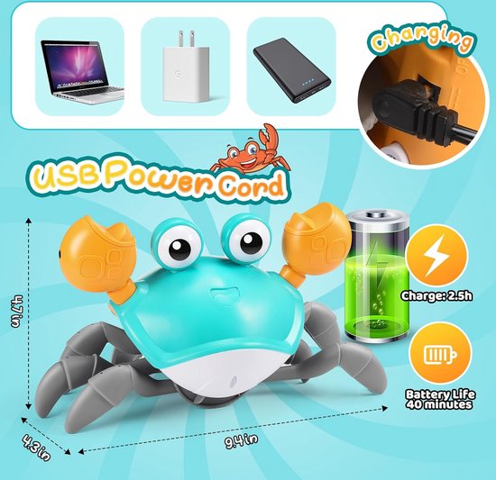 Lopende Krab - Montessori Speelgoed - Kinderspeelgoed - Walking Crab - Tummy Time - Peuter - Toy - Baby