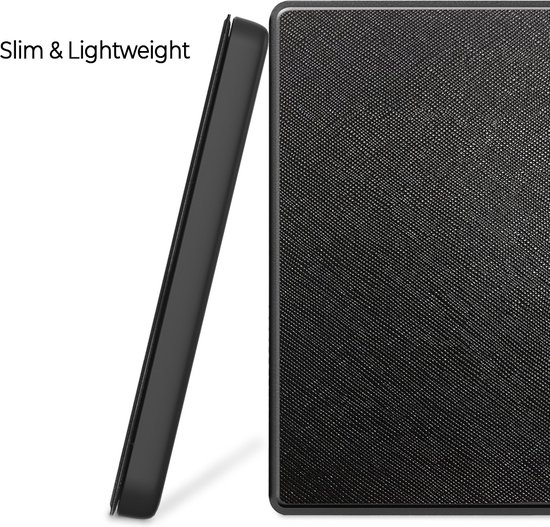 Lunso Geschikt voor Kobo Libra Colour hoes (7 inch) - Vegan Saffiano Leren sleepcover - Zwart — afbeelding 2