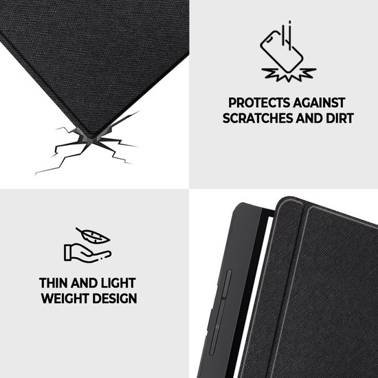 Lunso Geschikt voor Kobo Forma hoes (8 inch) - Vegan Saffiano Leren sleepcover - Zwart van Lunso — afbeelding 4