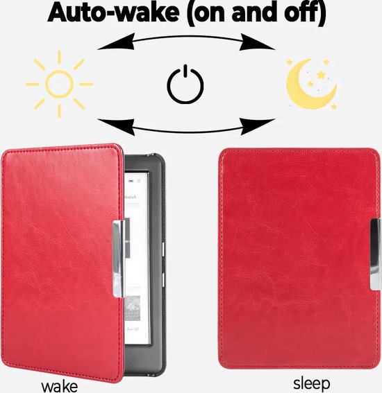 Lunso - Geschikt voor Kobo Glo / Glo HD / Touch 2.0 hoes (6 inch) - sleep cover - Rood van Merkloos — afbeelding 3
