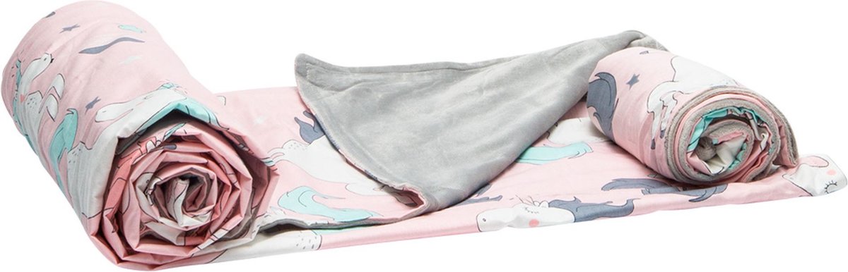 Verzwaringsdeken hoes kind 100 x 150cm - eenhoorn - Katoen/ Minky fleece