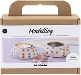 Creativ Company Mini Hobbyset Boetseren, Kaarsenhouders, wit, 1doos/ 1 doos
