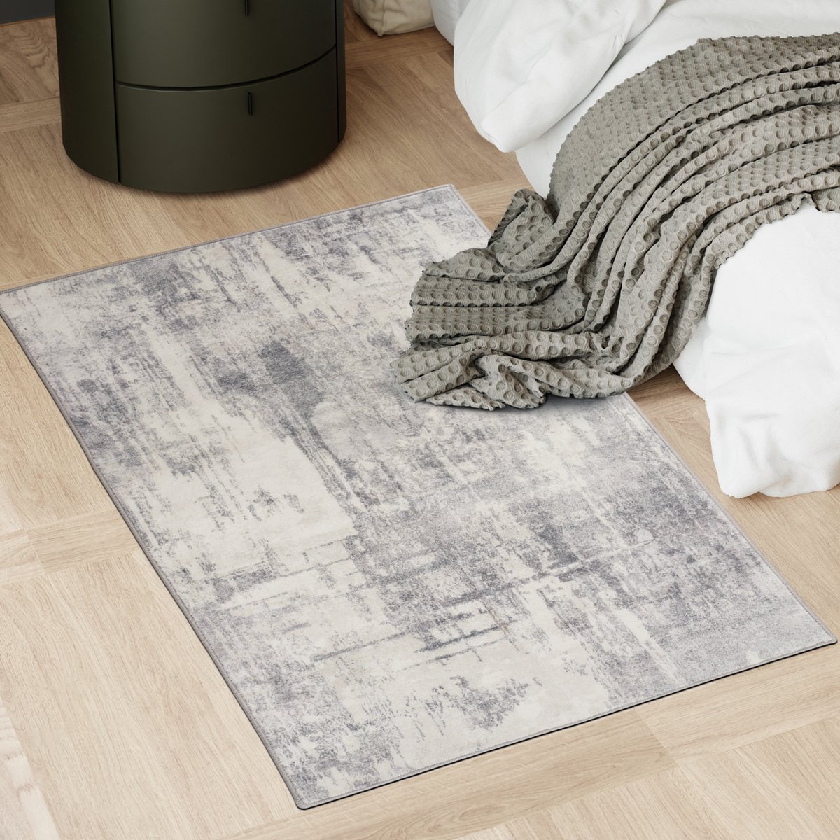 tectake® Vintage design tapijt - Laagpolig vloerkleed voor woonkamer, kinderkamer, slaapkamer of hal - Wasbaar - Div. afmetingen - 80x150cm - beige/grijs