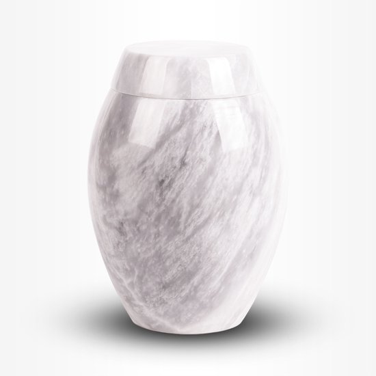 Natuursteen Urn Groot 3,7 liter Wit Grijs - Urn voor Menselijke As - Crematie Urn voor As Volwassenen