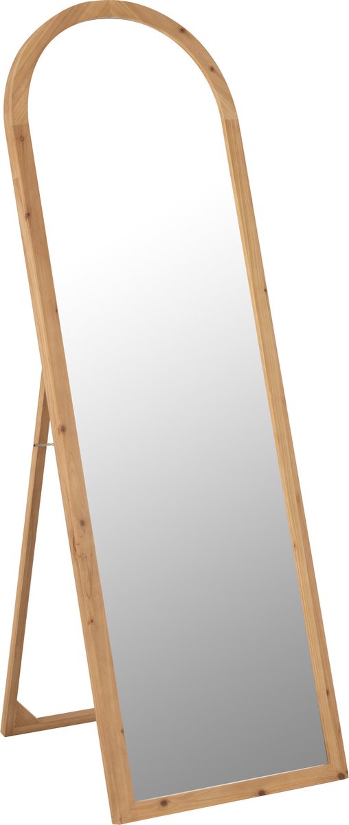 J-Line spiegel Met Voet - glas/sparhout - naturel - 162 x 52 cm