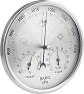 130 mm wijzerplaattype 3-in-1 thermometer, hygrometer, barometer - luchttemperatuur en hygrometer - hoge nauwkeurigheid - 3-in-1 weerstation - zilver