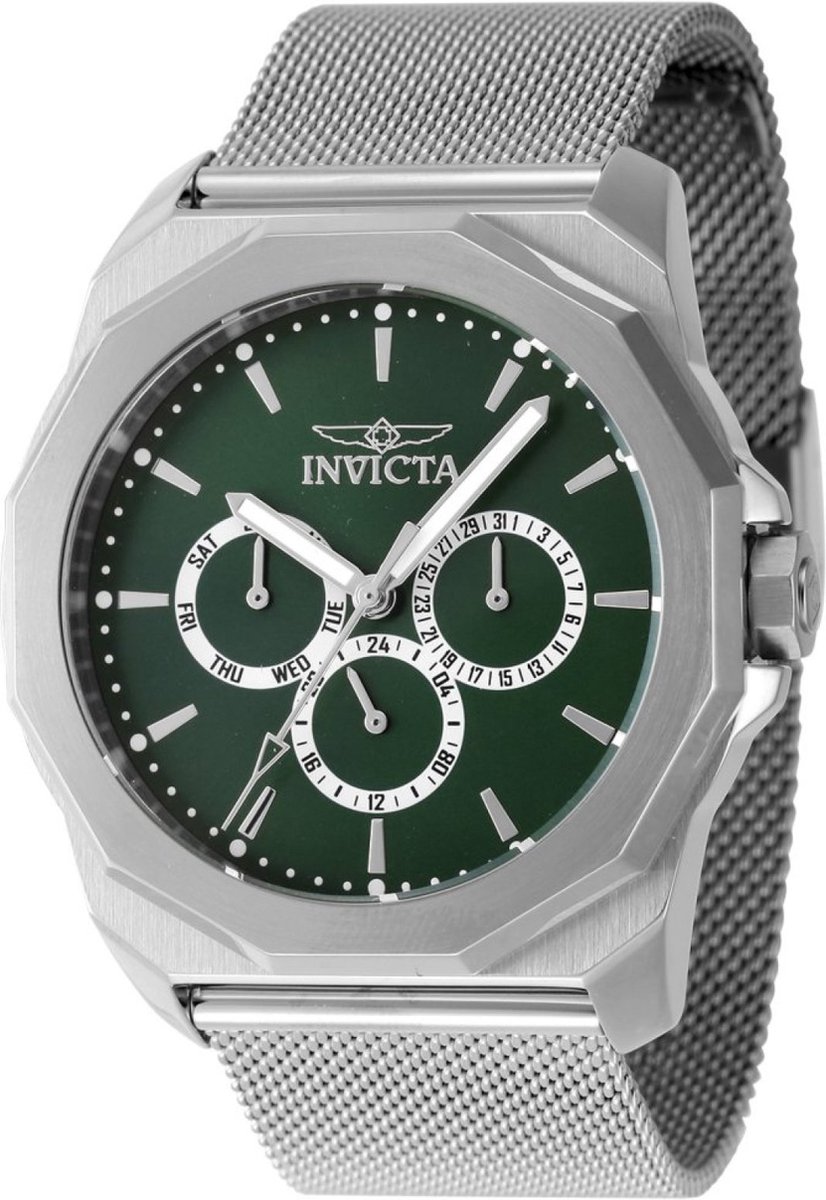 Invicta Specialty 47634 Heren Horloge - Waterdicht - Analoog - Quartz Uurwerk - Roestvrij Staal met groene Wijzerplaat - 44mm