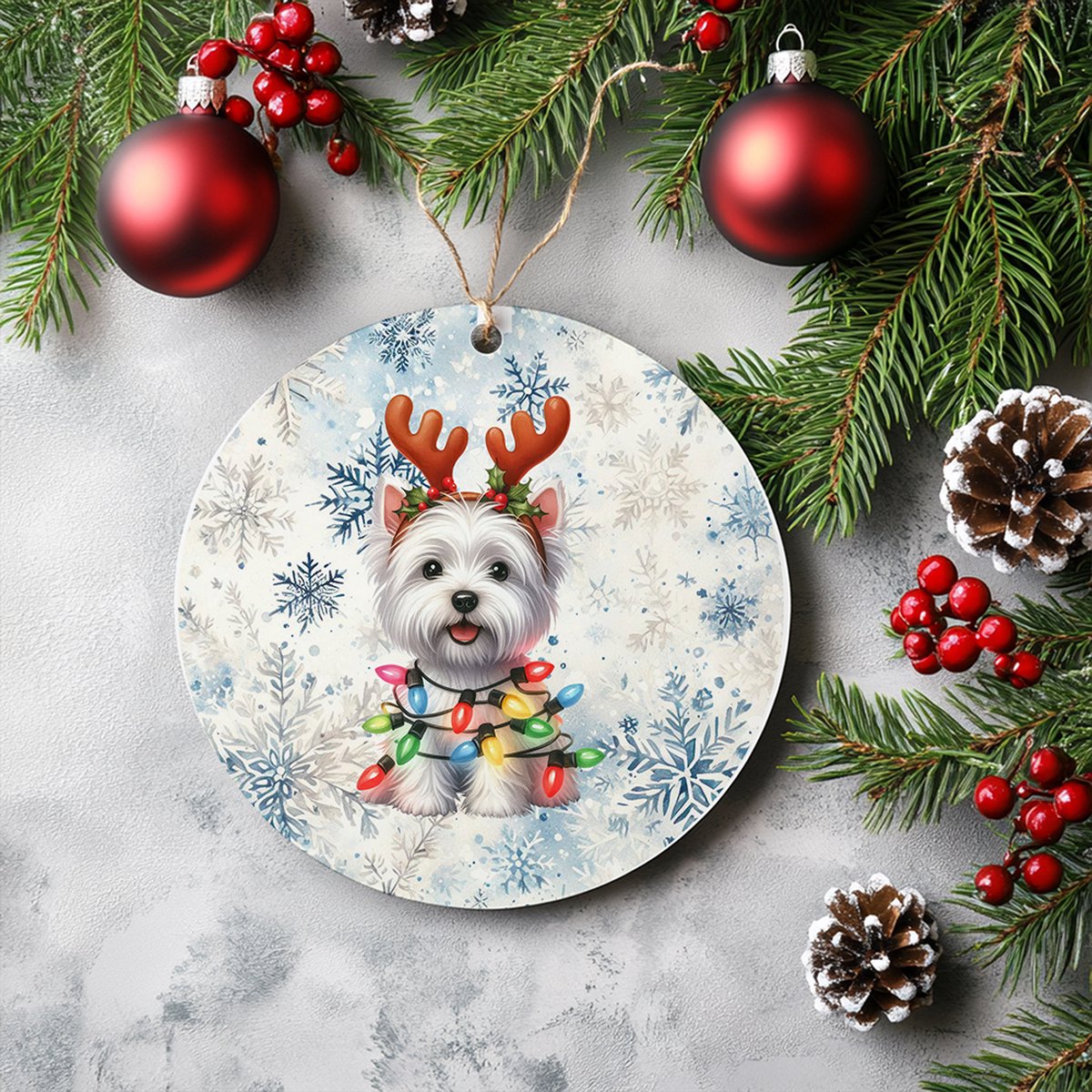 Kerstboomhanger met West Highland White Terrier in unieke kerstdecoratie - Merkloos.