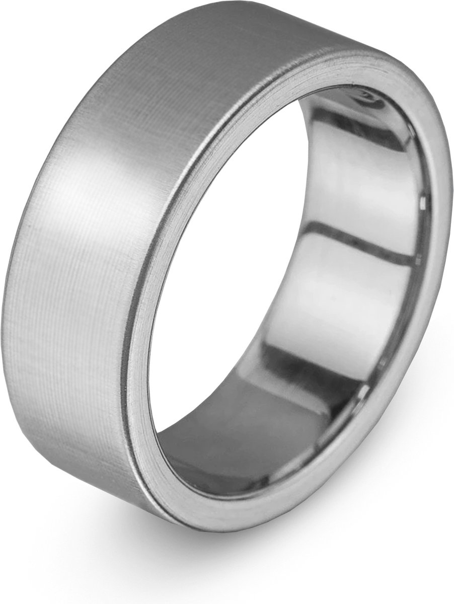 Frank 1967 7FR-0005-66 Stalen Ring - Heren - Glad - 8 mm Breed - Maat 66 - Staal - Zilverkleurig