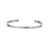 Key Moments 8KM-B00364 - Stalen open bangle met tekst - breathe - zirkonia - one-size - zilverkleurig